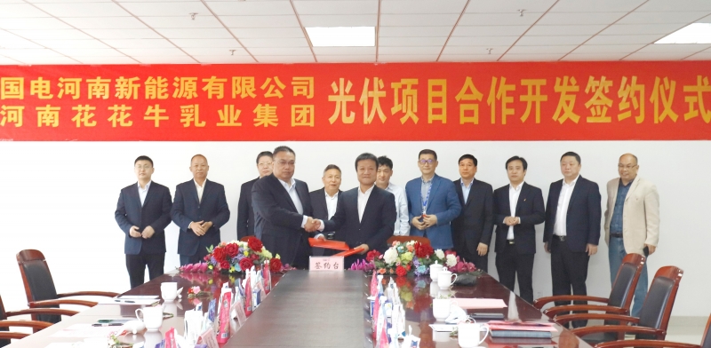 28圈乳业集团与国电河南新能源有限公司举行光伏项目相助开发签约仪式